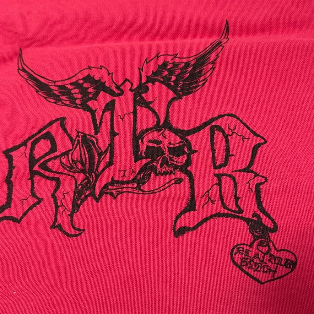 RED Authentic Pigment Canvas RTB Real Tough B itch Cinch Sack Biker Backpack